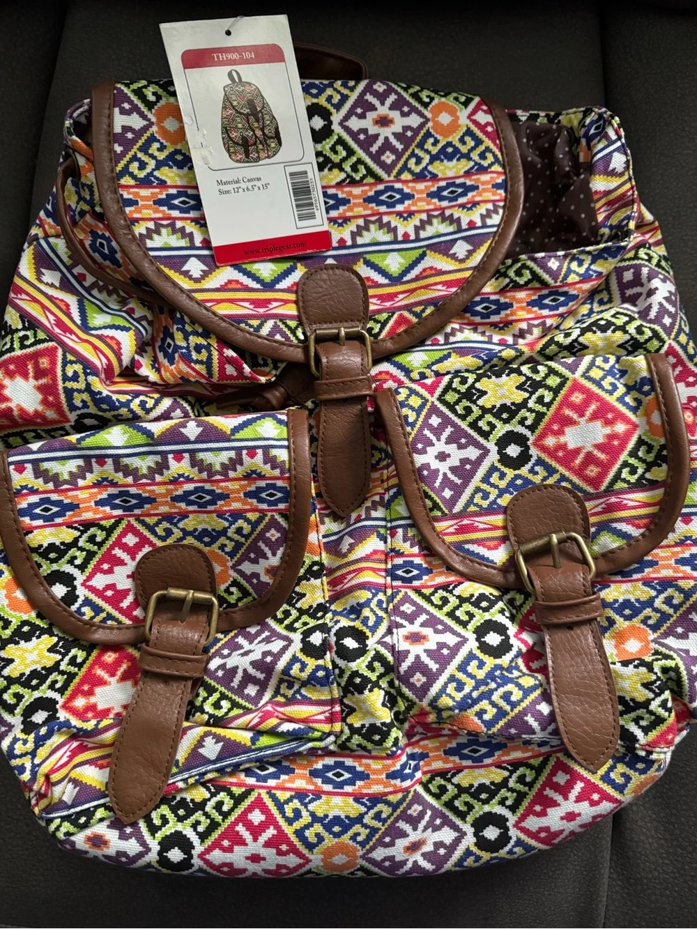 Southwestern Canvas Backpack - Multicolor